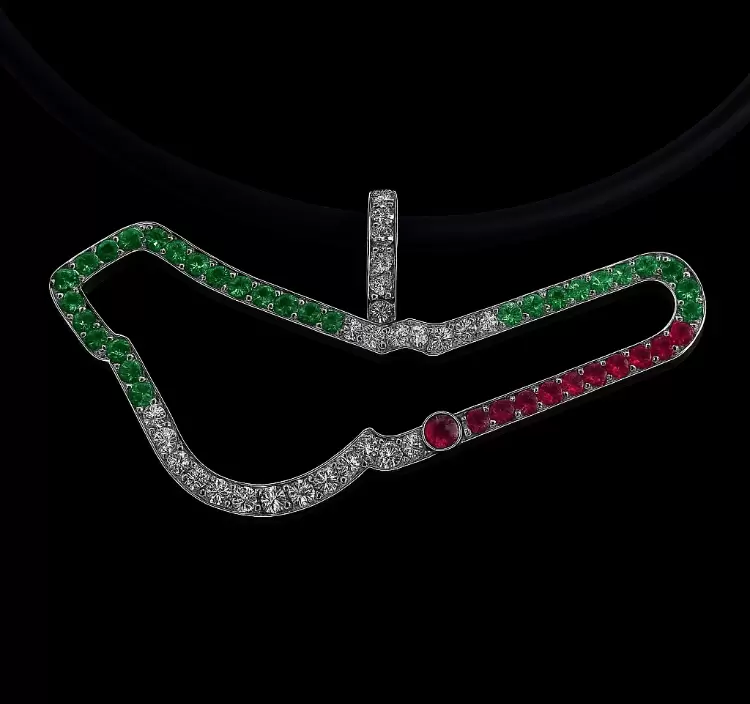 Ciondolo circuito di Monza in argento 925 bandiera italiana   
