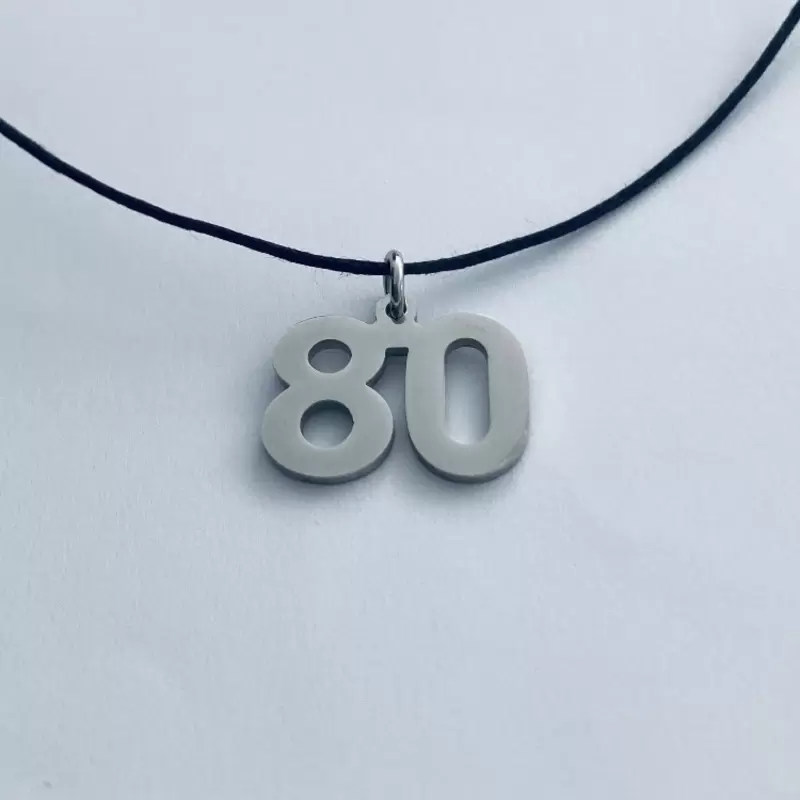Pendant number 80 in stainless steel