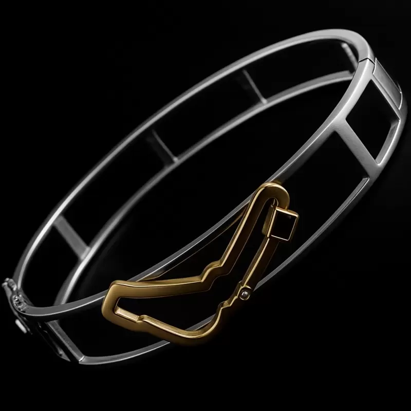 Bracciale rigido in oro bianco e giallo 750 con circuito di Monza 