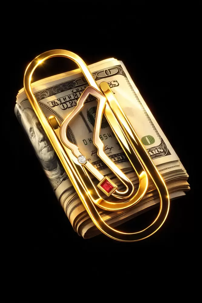 Pince à billets en or 750 avec circuit Monza  