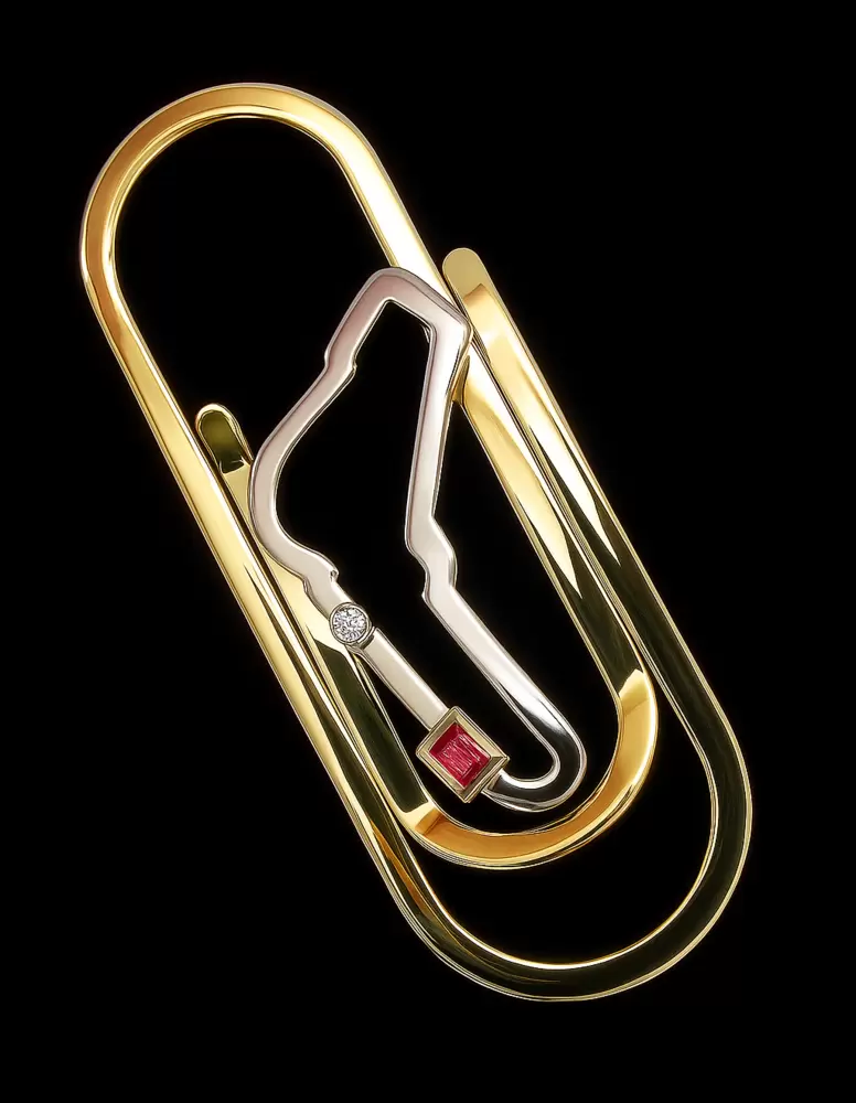 Clipe para dinheiro em ouro 750 com o circuito de Monza  