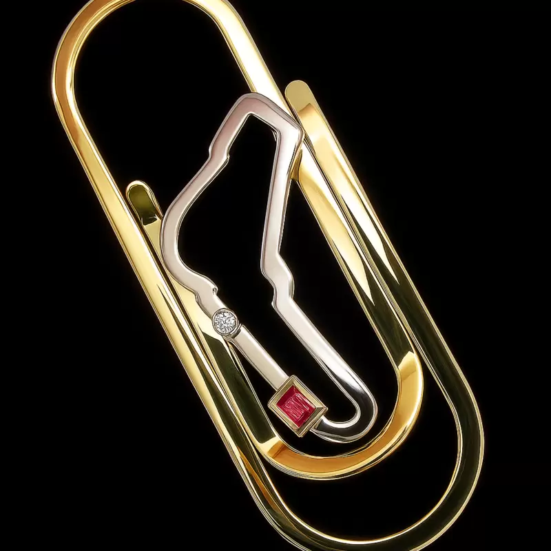 Clipe para dinheiro em ouro 750 com o circuito de Monza