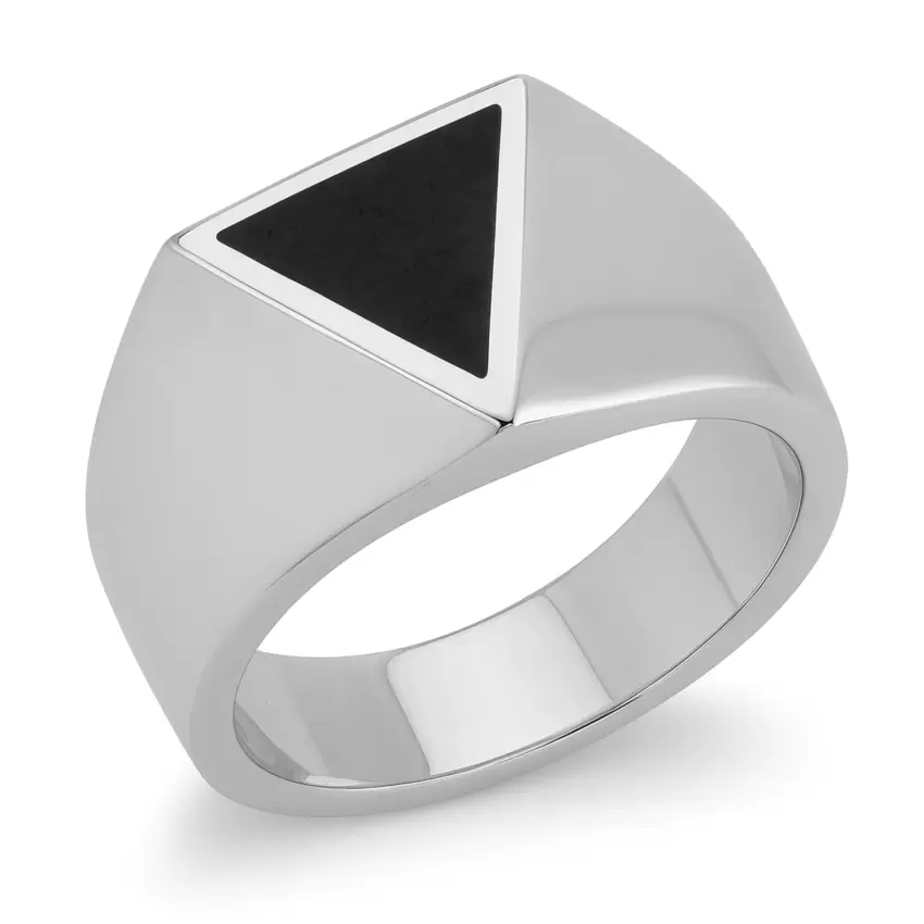 Anello triangolo in argento 925 con onice nero   