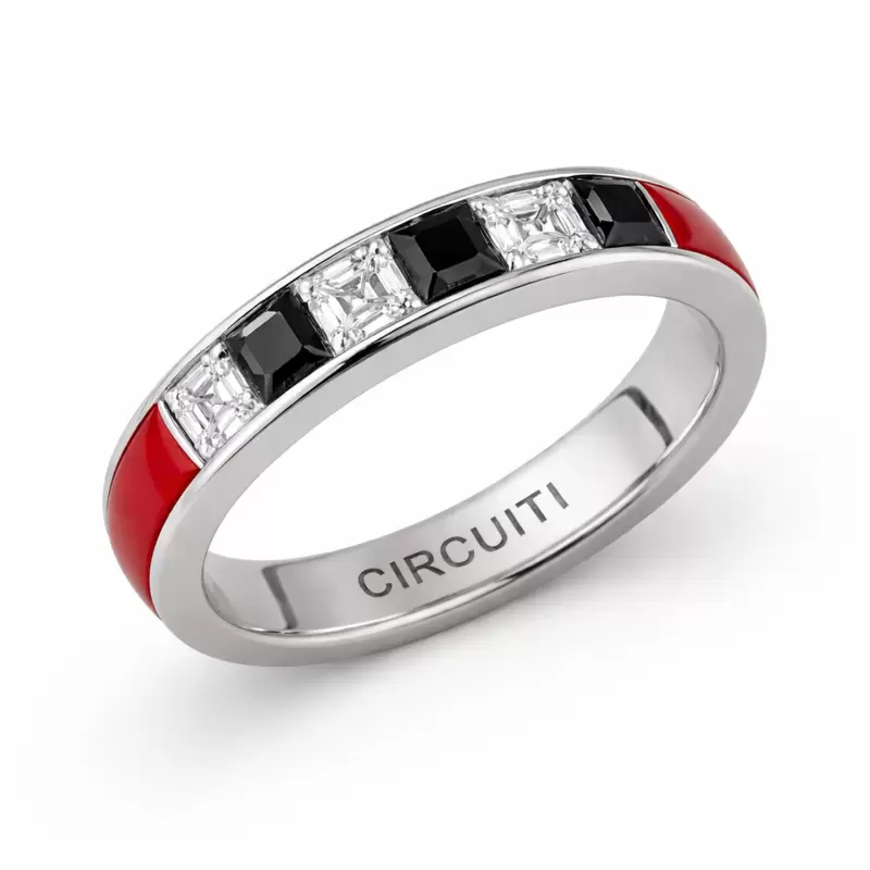 Anillo "Scuderia" de oro blanco 750 y diamantes talla garra