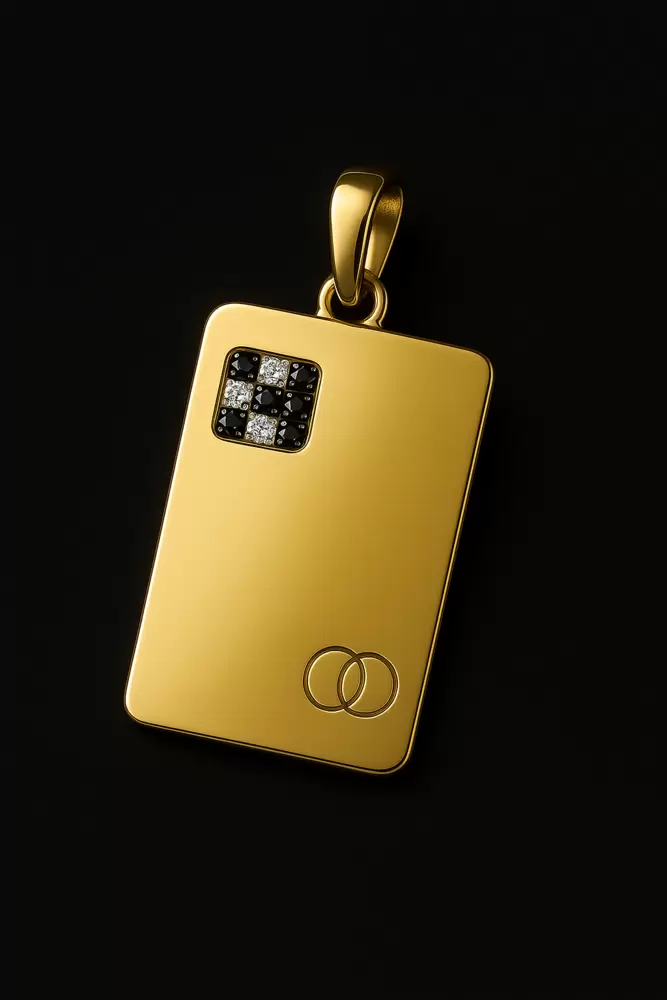 ICON Card personalizzabile in oro giallo 750 con diamanti bianchi e neri nel chip  by Gianfranco Quartaroli  