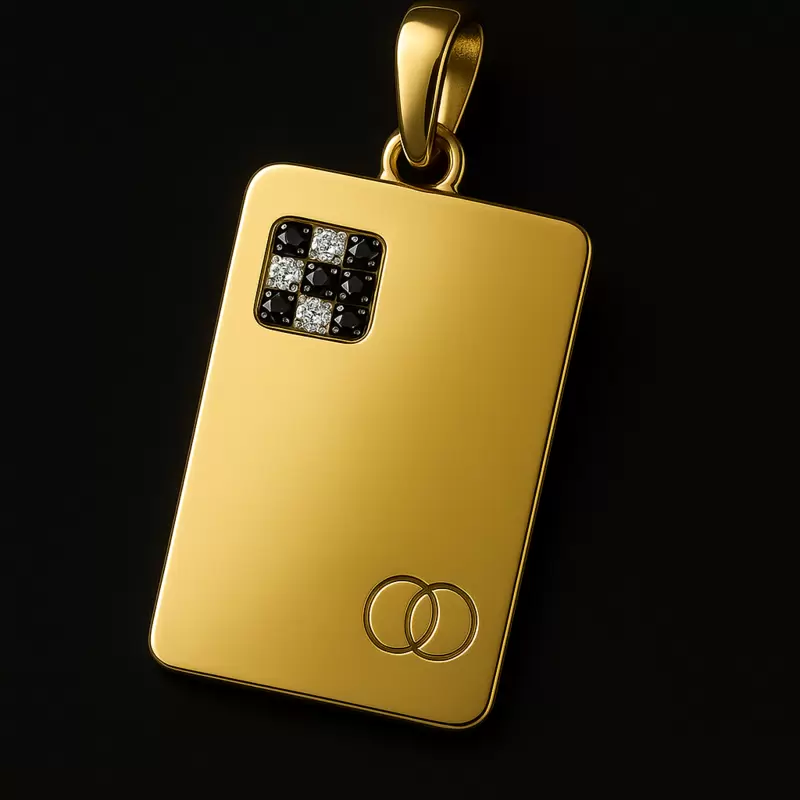 ICON Card personalizzabile in oro giallo 750 con diamanti bianchi e neri nel chip  by Gianfranco Quartaroli