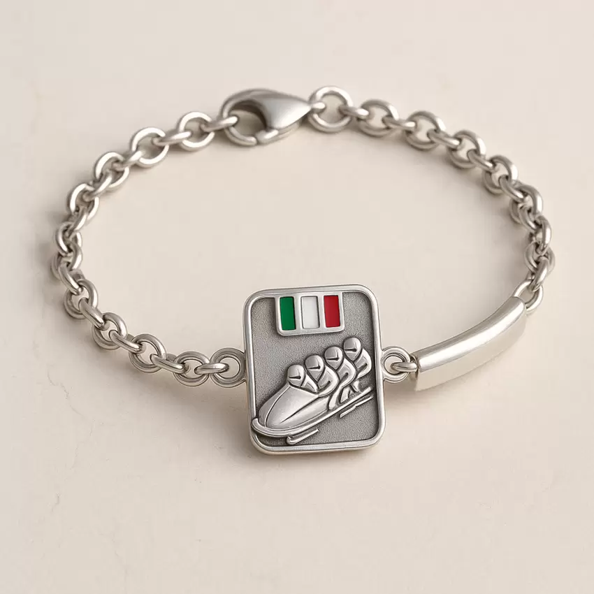 Bracciale bob in argento 925 personalizzabile con bandiera tricolore  