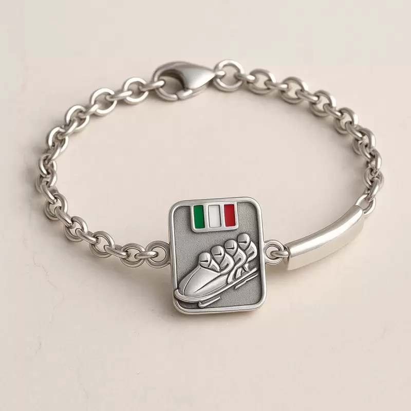 Bracciale bob in argento 925 personalizzabile con bandiera tricolore