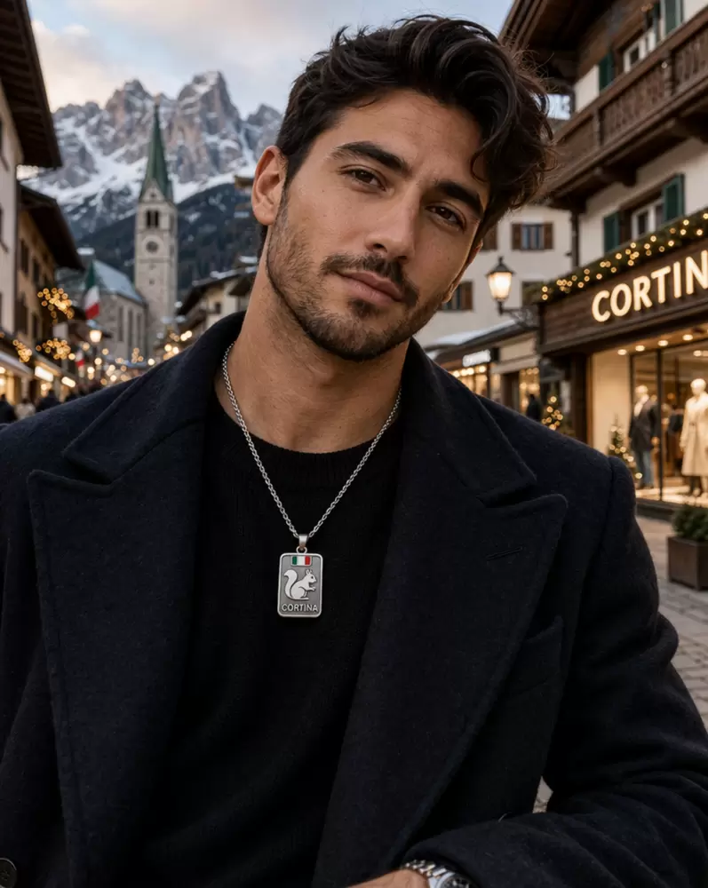 Ciondolo scoiattolo CORTINA in argento 925 personalizzabile sul retro  