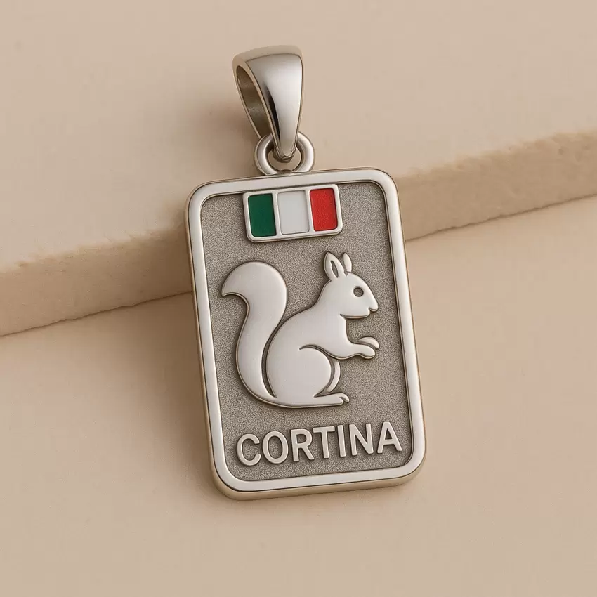 Ciondolo scoiattolo CORTINA in argento 925 personalizzabile sul retro  