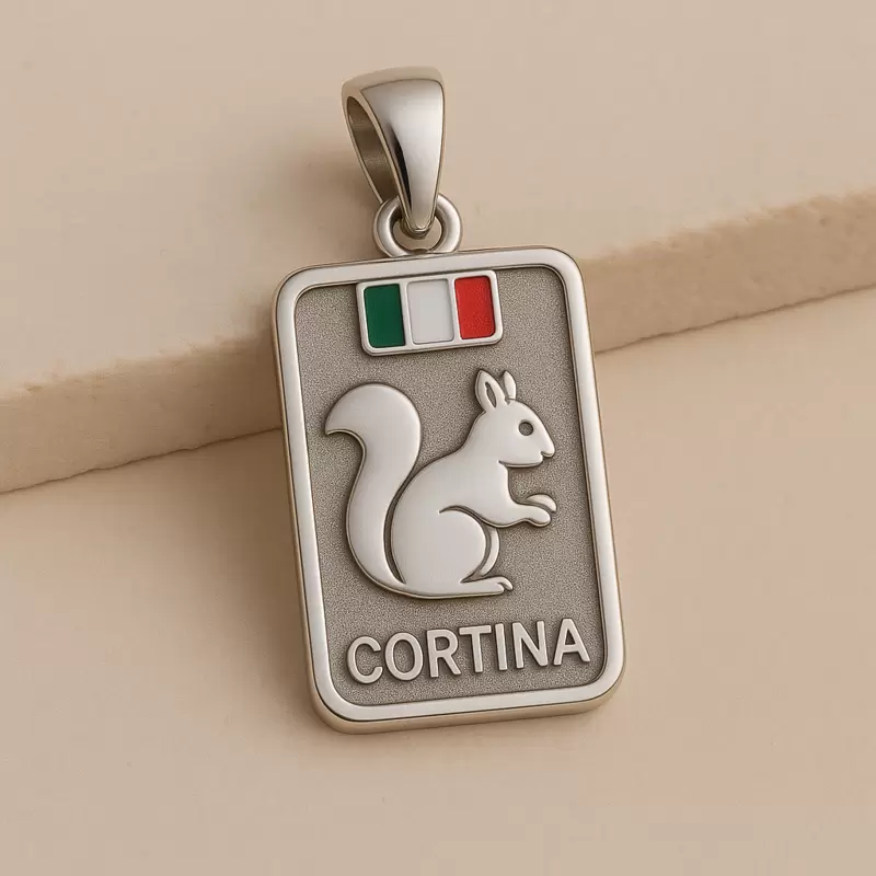 Ciondolo scoiattolo CORTINA in argento 925 personalizzabile sul retro