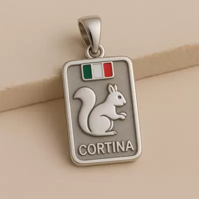 Ciondolo scoiattolo CORTINA in argento 925 personalizzabile sul retro 