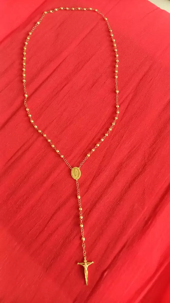 18kt yellow gold rosary necklace  