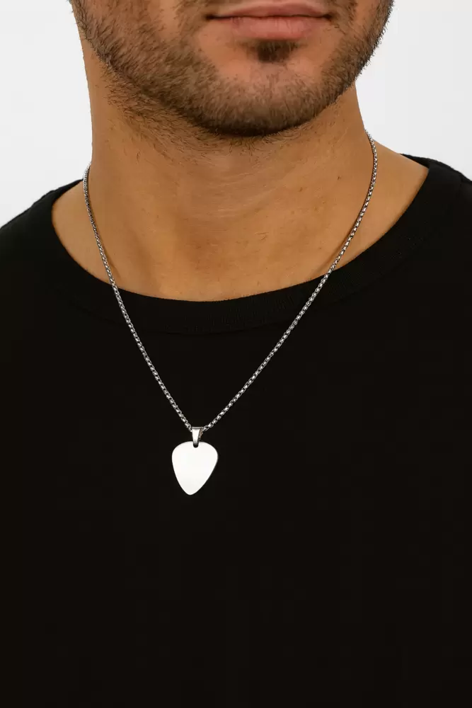 Pendente de plectrum em aço personalizável  