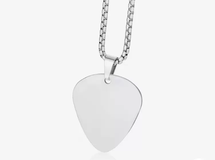 Pendente de plectrum em aço personalizável  