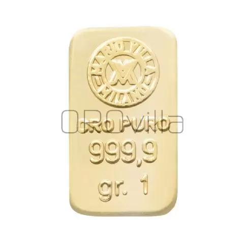 Patented triangle pendant in 18kt gold with Mario Villa ingot in 999.9 gold  