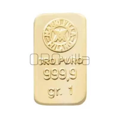 Patented triangle pendant in 18kt gold with Mario Villa ingot in 999.9 gold 