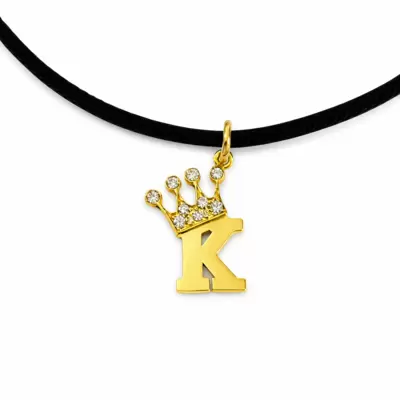 Anhänger mit Initialen K aus 750er Gold mit Krone und Diamanten 