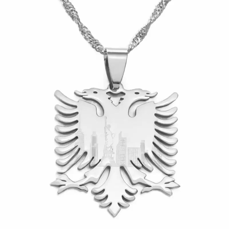 Ciondolo simbolo Albania aquila a due teste in acciaio
