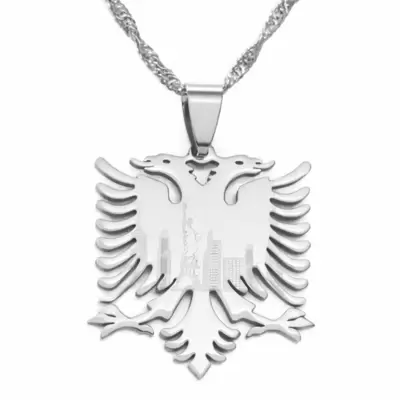 Ciondolo simbolo Albania aquila a due teste in acciaio 