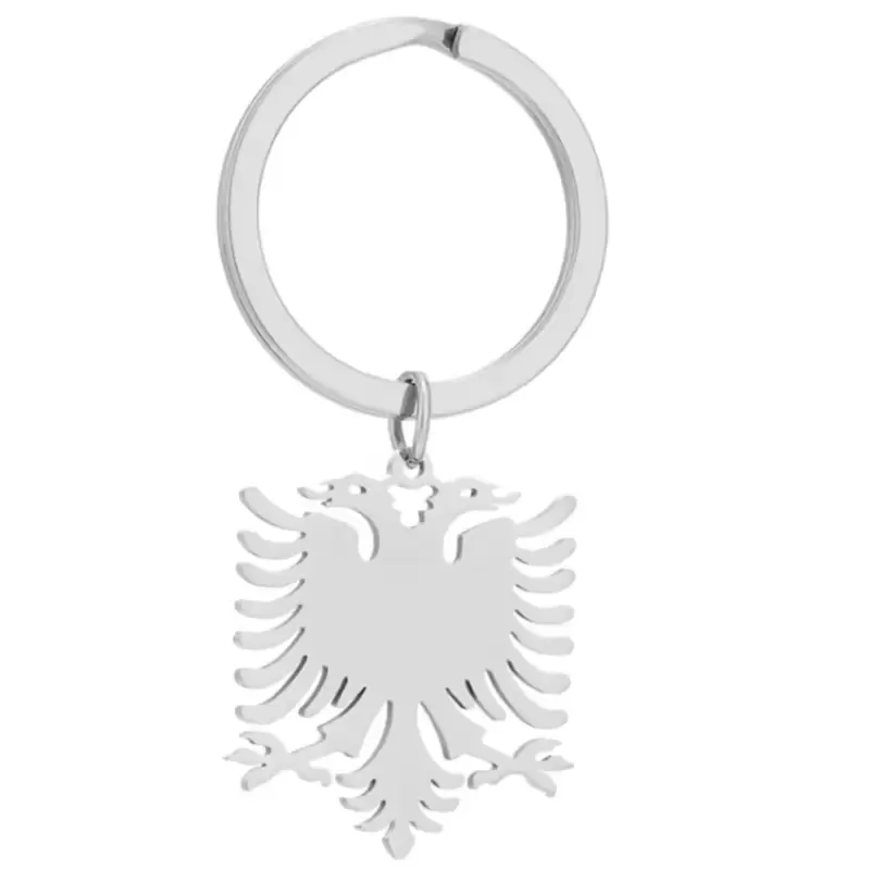 Portachiavi personalizzabile aquila a due teste simbolo Albania in acciaio