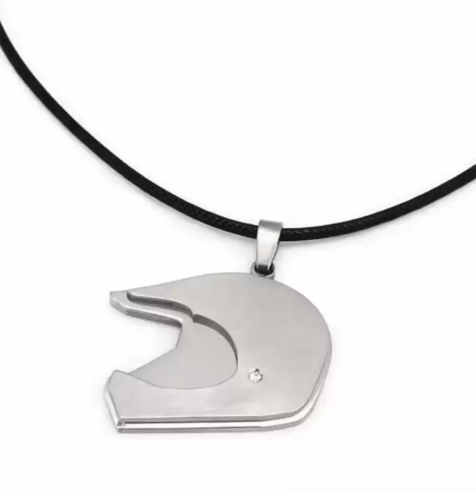 Ciondolo casco motocross MX in acciaio personalizzabile con diamante   