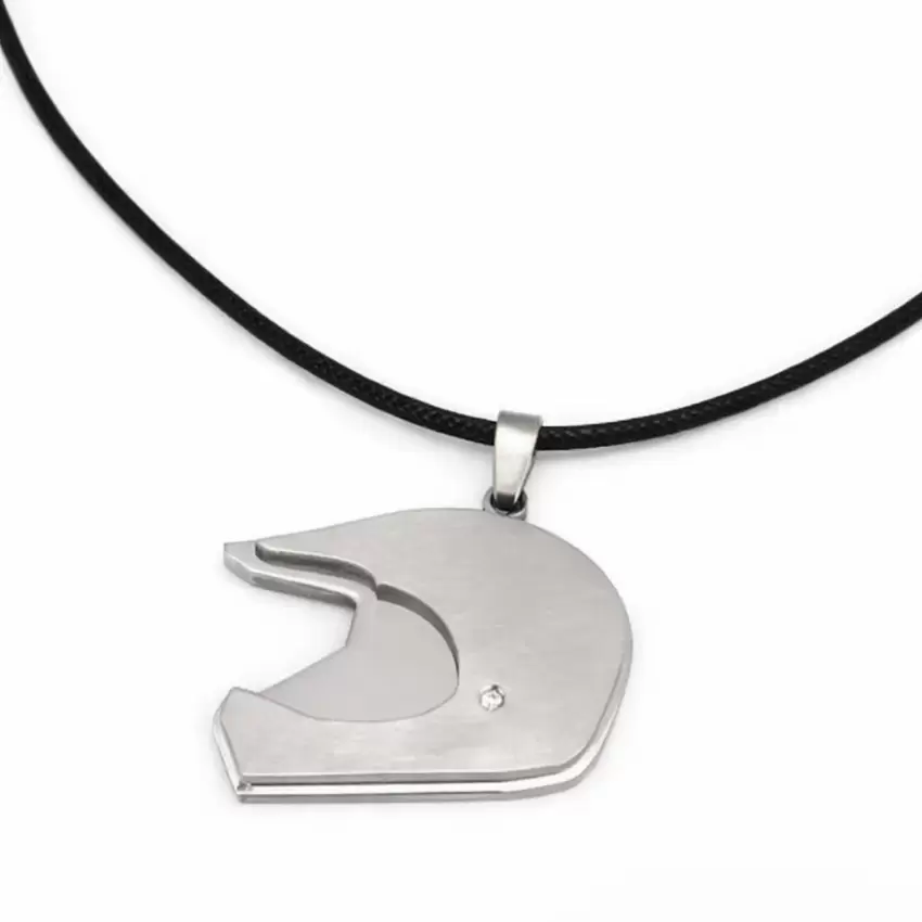 Ciondolo casco motocross MX in acciaio personalizzabile con diamante   