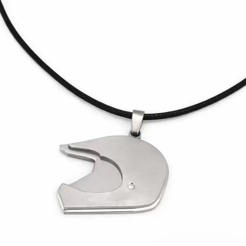 Ciondolo casco motocross MX in acciaio personalizzabile con diamante 