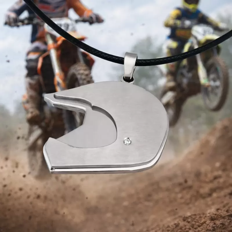 Pendentif personnalis&eacute; en acier pour casque de motocross MX avec diamant