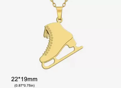 Ciondolo pattino da ghiaccio personalizzabile in acciaio placcato oro 