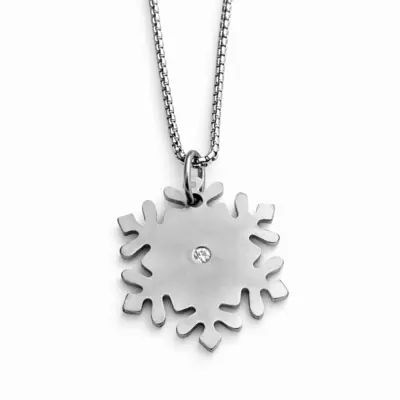 Ciondolo fiocco di neve in acciaio con zircone  