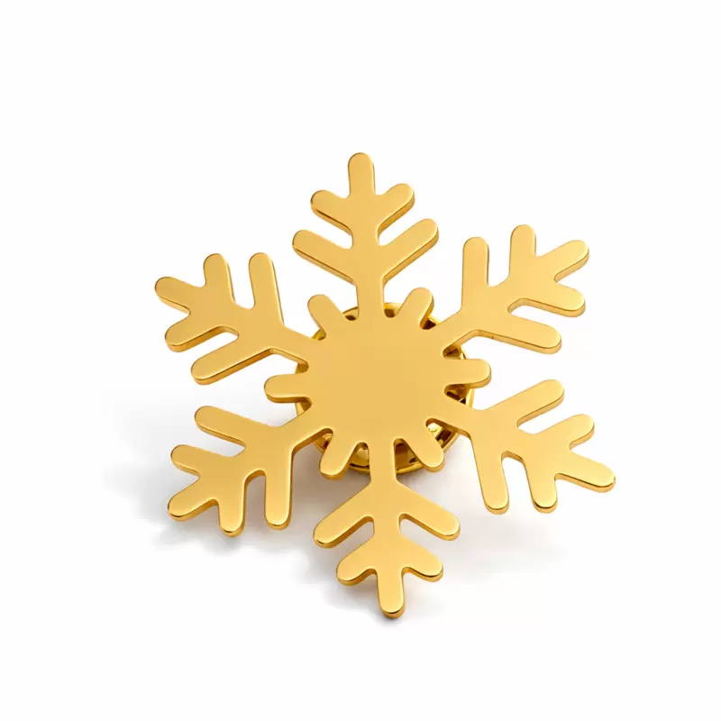 Spilla fiocco di neve in acciaio placcato oro personalizzabile
