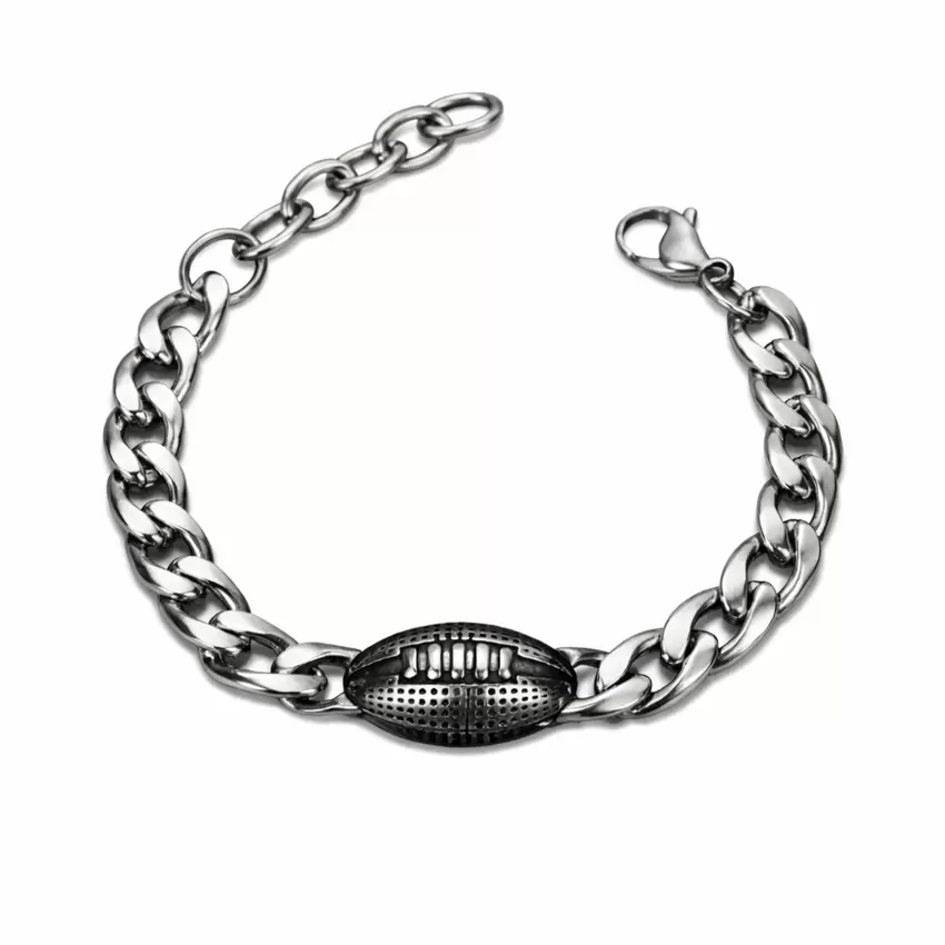Pulseira de rugby em aço - Estilo desportivo  