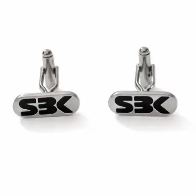 SBK black enamel stainless steel cufflinks customizable on the back 