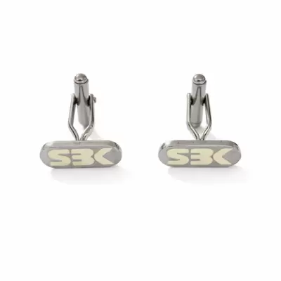 SBK white enamel stainless steel cufflinks customizable on the back 