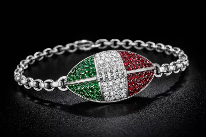 Pulseira Rugby em prata de lei e zircónias cúbicas  