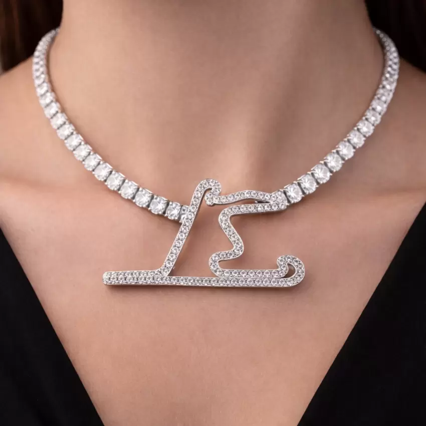 Collier Tennis Shanghai Circuit en or blanc 750 et diamants naturels  