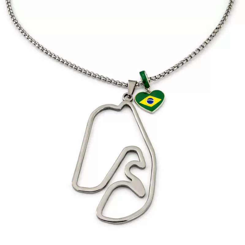 Collana con circuito di Interlagos con cuore bandiera Brasile
