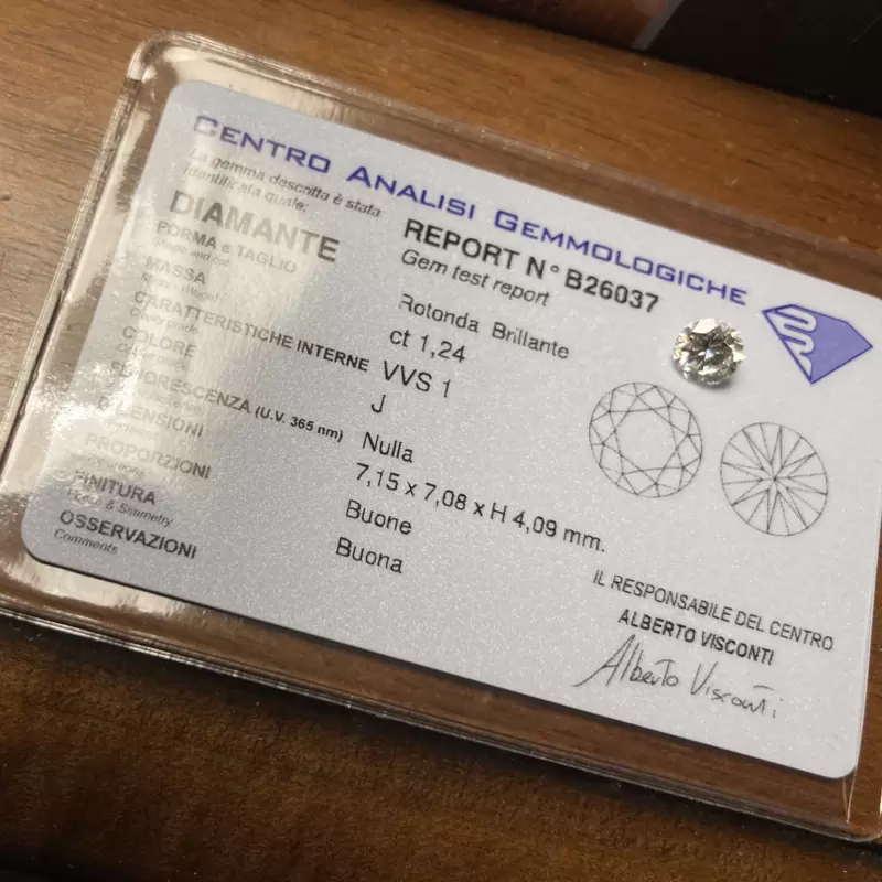 Diamante certificado ct.1.24 cor J