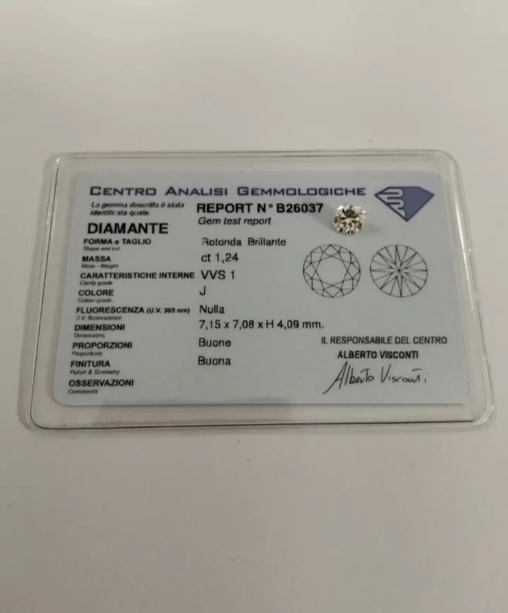 Certified diamond ct.1.24 J color  