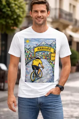 Maillot amarillo ciclista Camiseta estilo cubista 