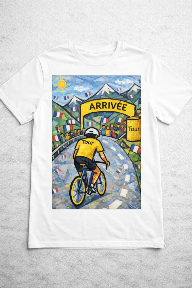 Maillot amarillo ciclista Camiseta estilo cubista  