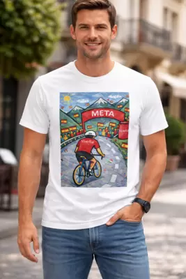 Camiseta ciclista roja estilo cubista 
