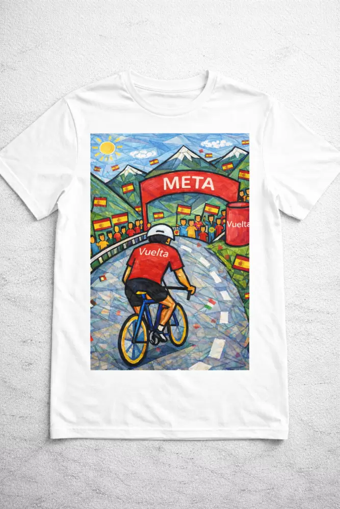Camiseta ciclista roja estilo cubista  