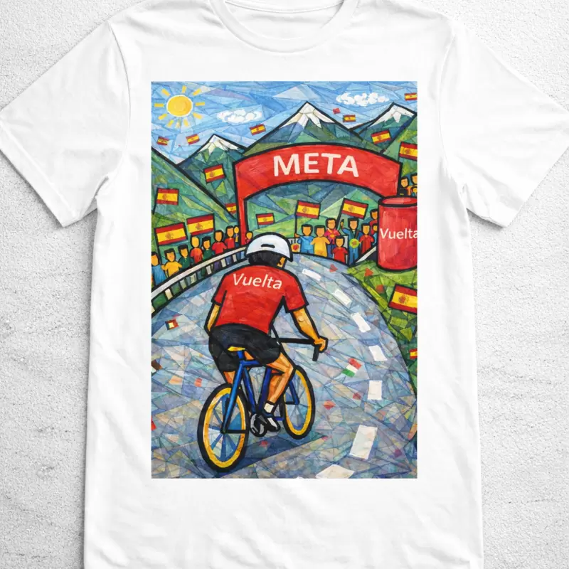Camiseta ciclista roja estilo cubista