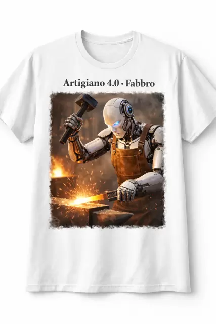 T-shirt CIRCUITI Artigiani Umanoidi Fabbro Design Futuristico Robotico  
