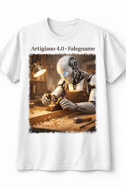 Camiseta CIRCUITI Artesano Humanoide Carpintero Robótico Diseño Futurista  