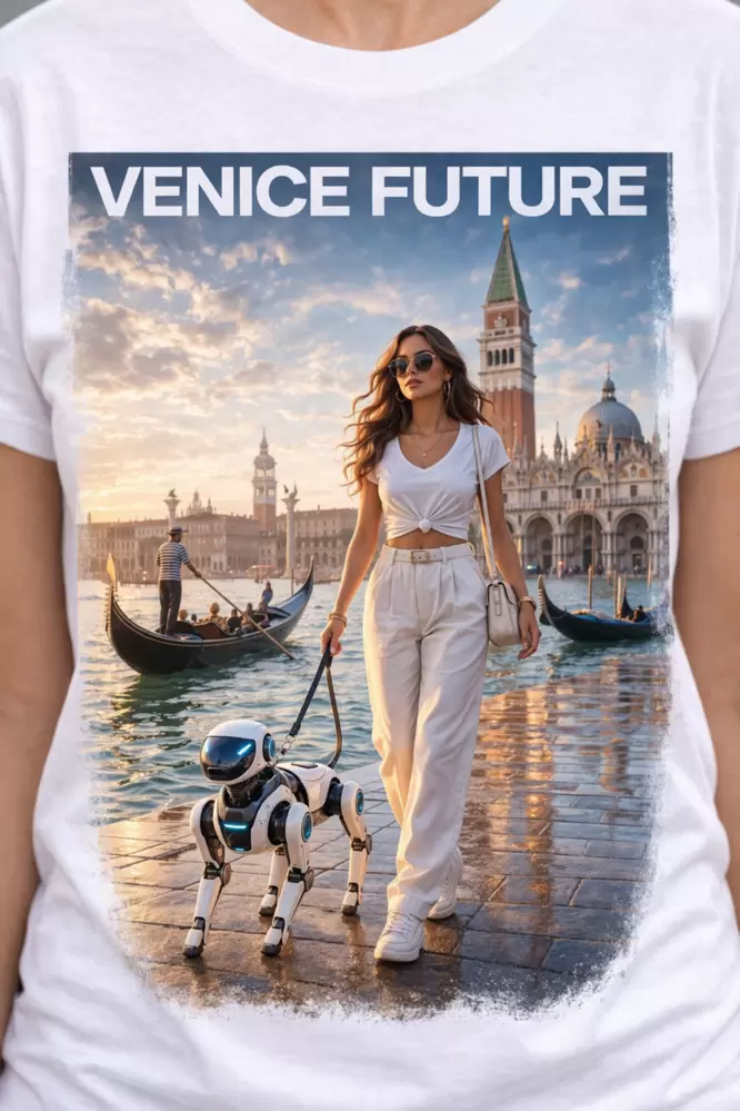 T-shirt Venice Future com cão robótico  