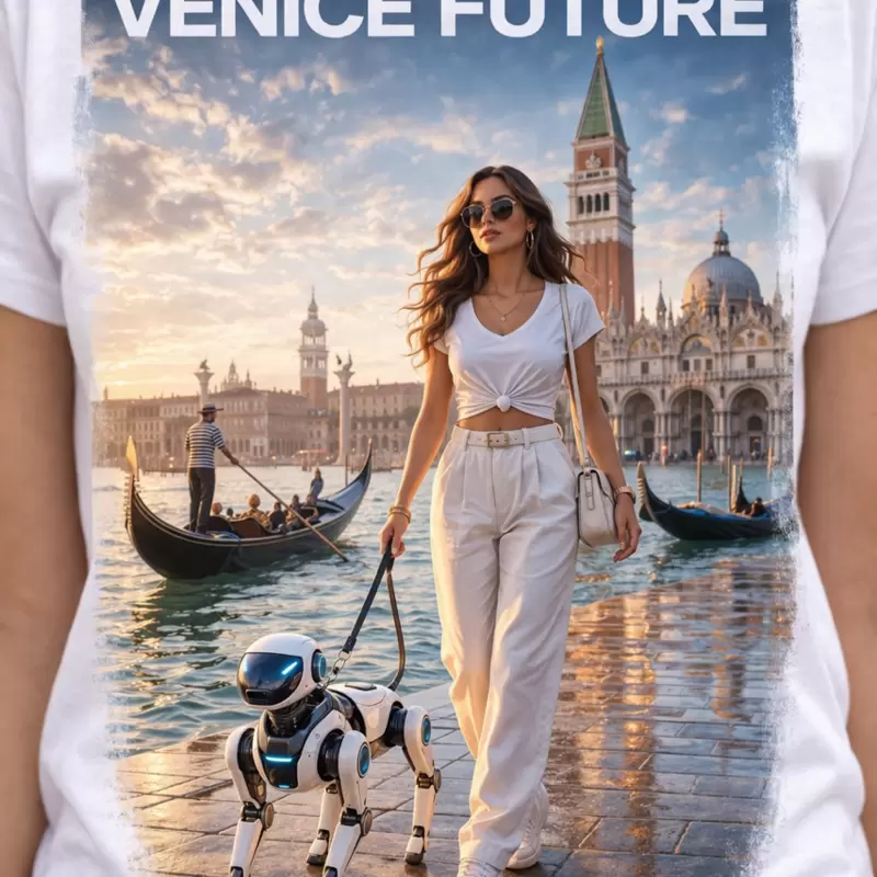 T-shirt Venice Future com c&atilde;o rob&oacute;tico