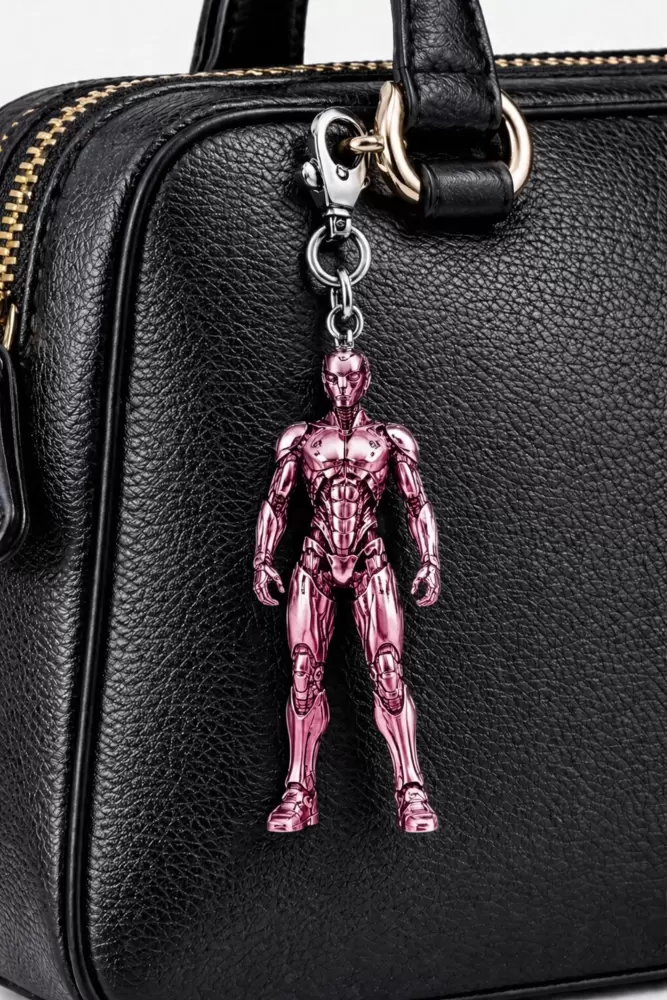 Amuleto de tecnologia CIRCUITI humanoide cor-de-rosa para mala de mão  